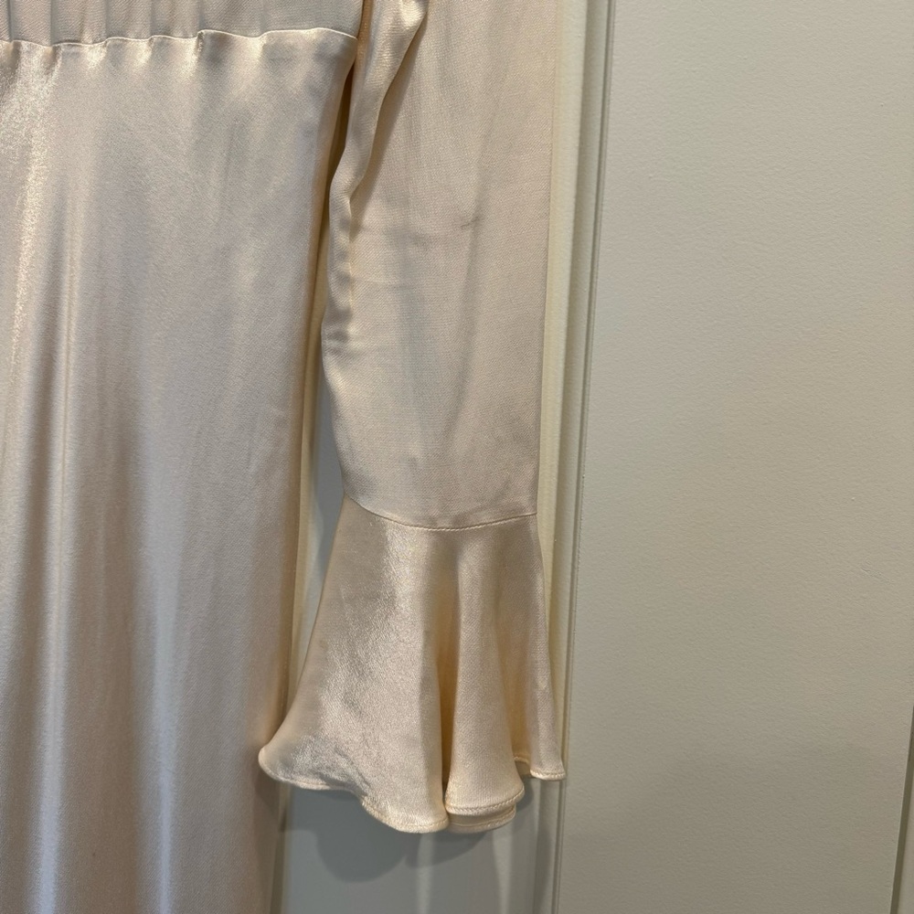 Shona Joy La Lune Frill Cuff Bias Midi Dress in Cream size 4 - Picture 9 of 10
